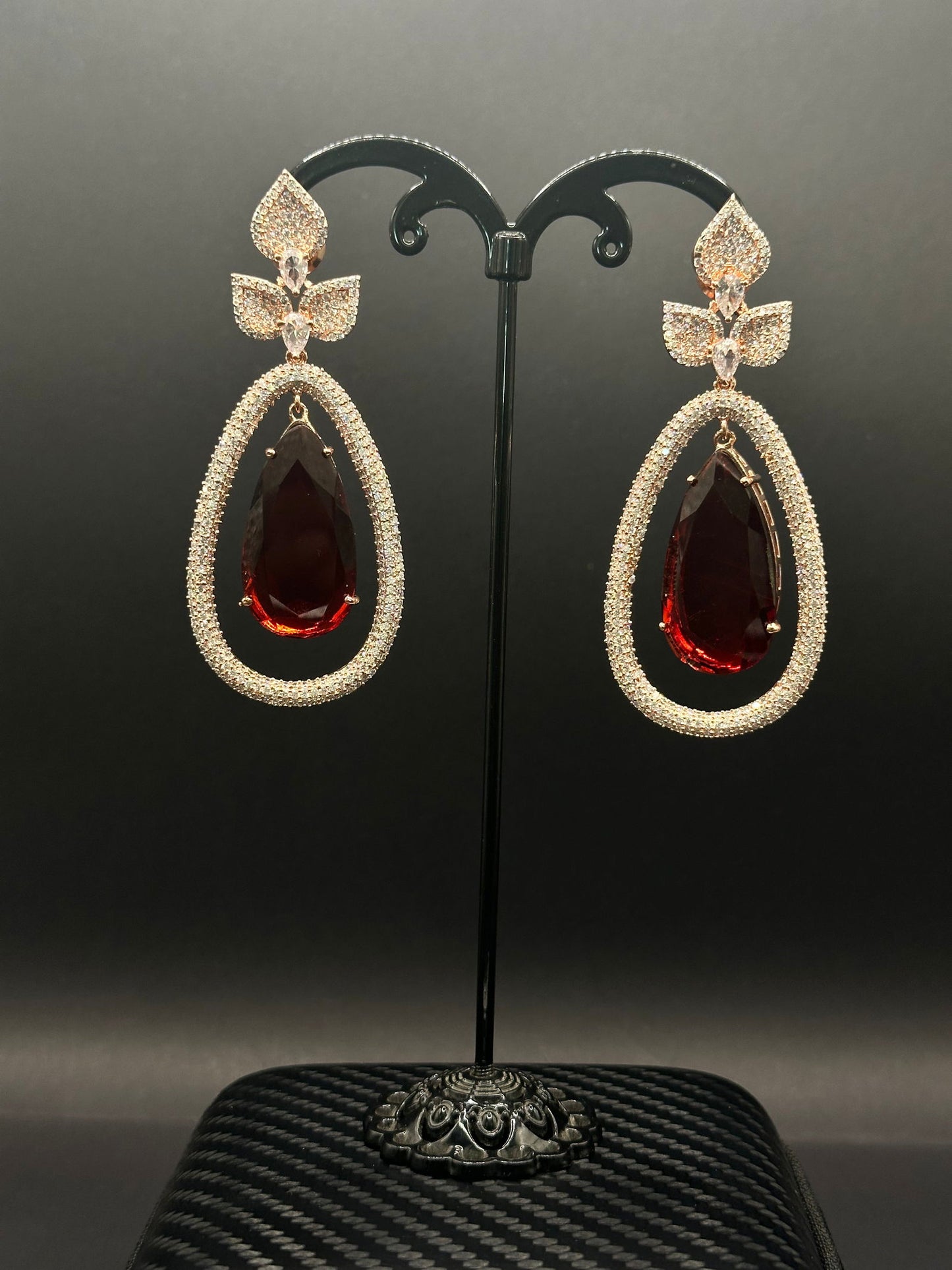 Red Sparkly Twig Earring - Stone Stories