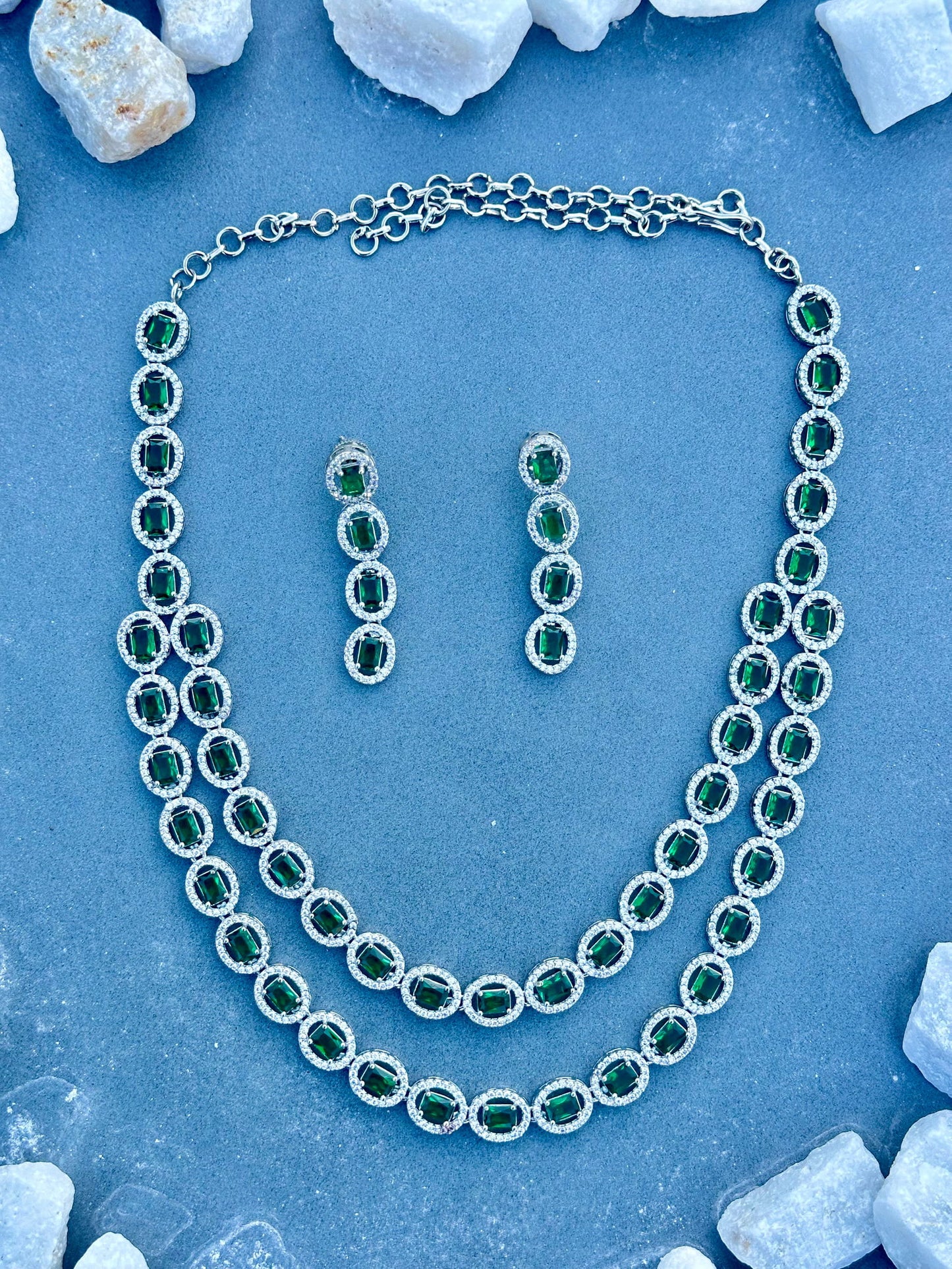 Classic double line Necklace set - Stone Stories