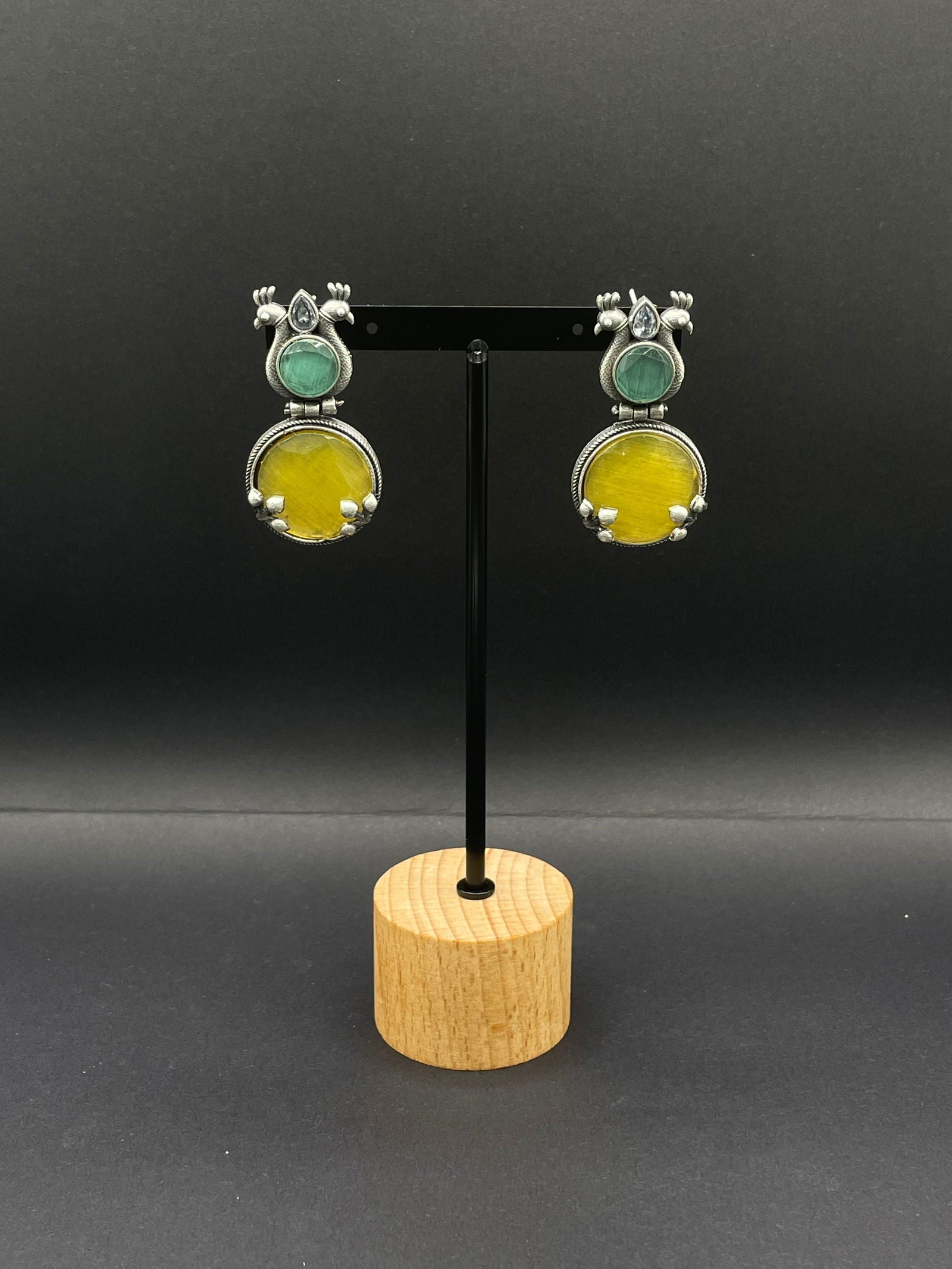 Dual Stone Bird Earrings - Stone Stories