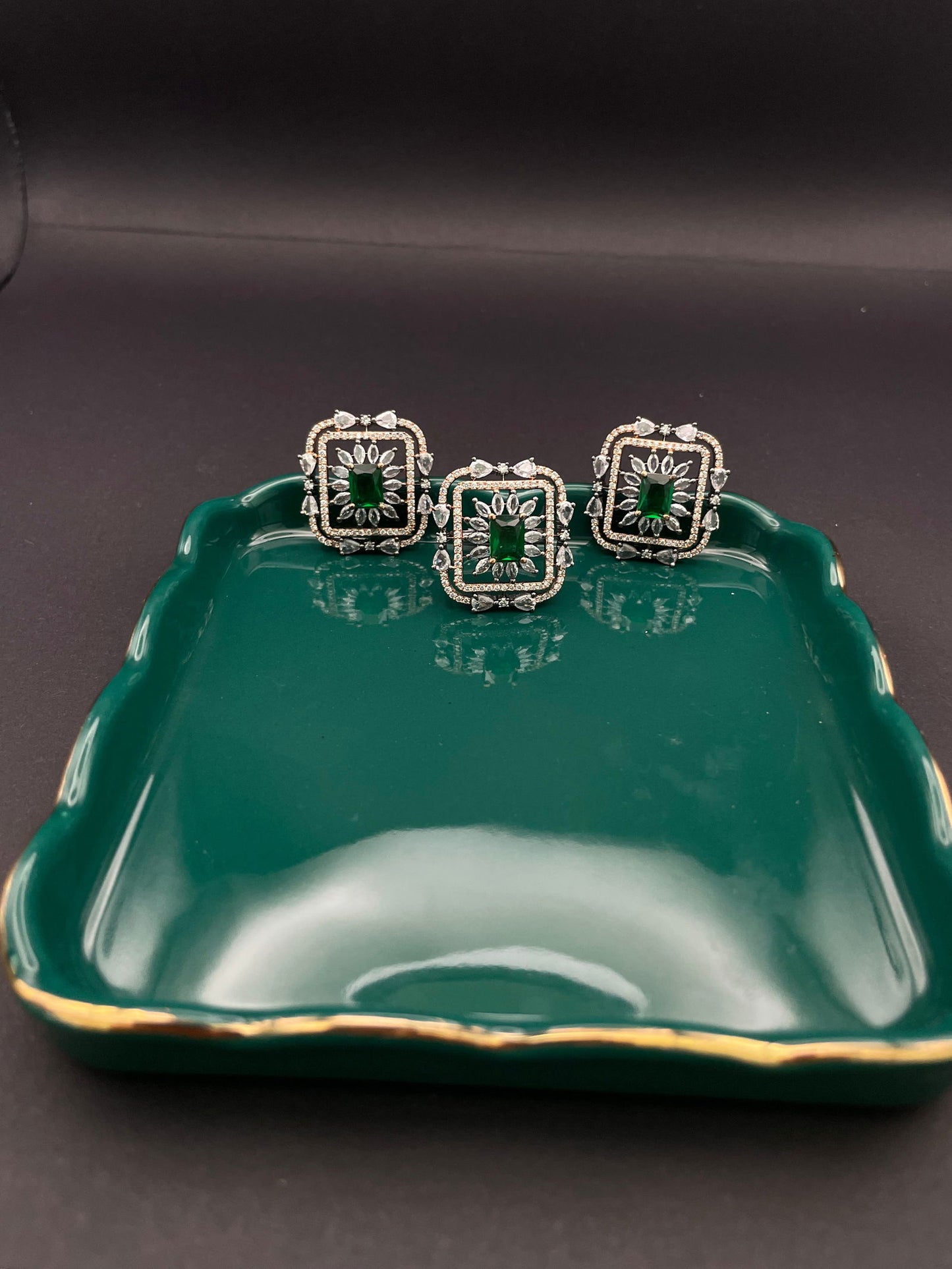 ERS Square Rose gold Emerald Set - Stone Stories