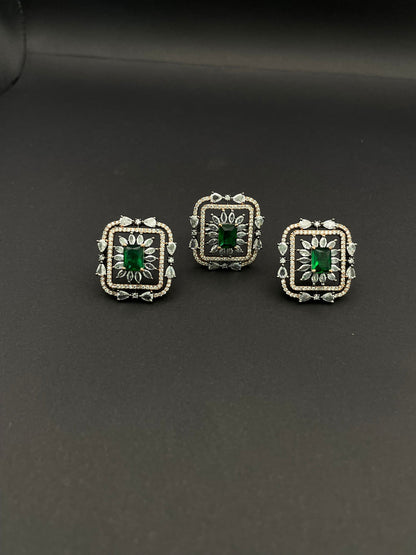 ERS Square Rose gold Emerald Set - Stone Stories