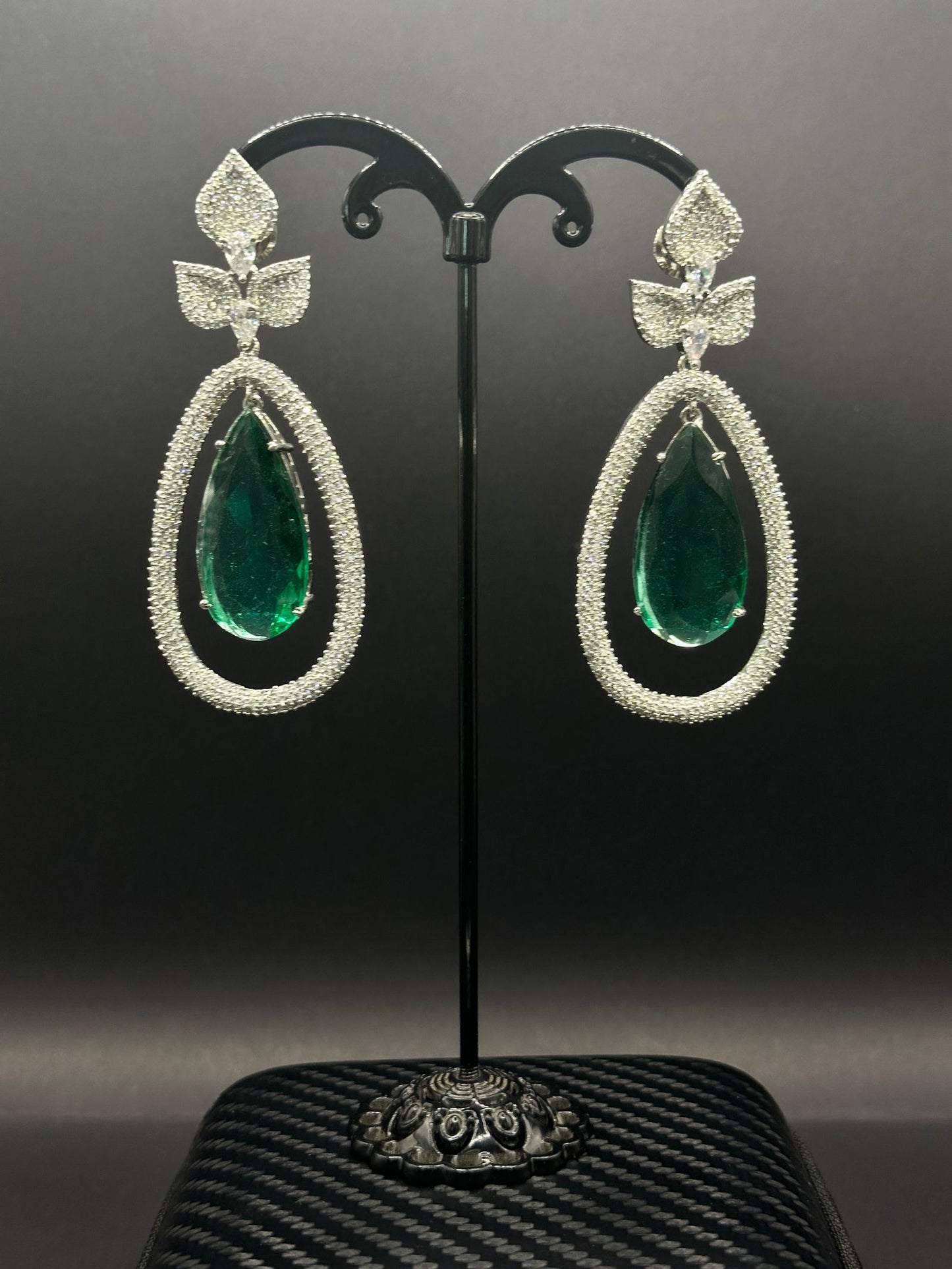 Emerald Sparkly Twig Earring - Stone Stories
