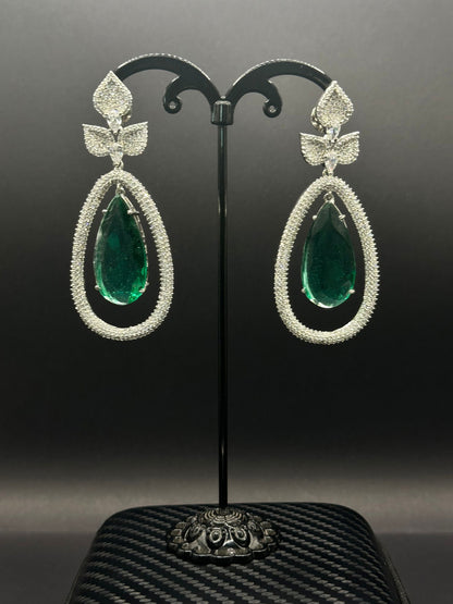 Emerald Sparkly Twig Earring - Stone Stories