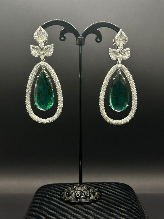 Emerald Sparkly Twig Earring - Stone Stories