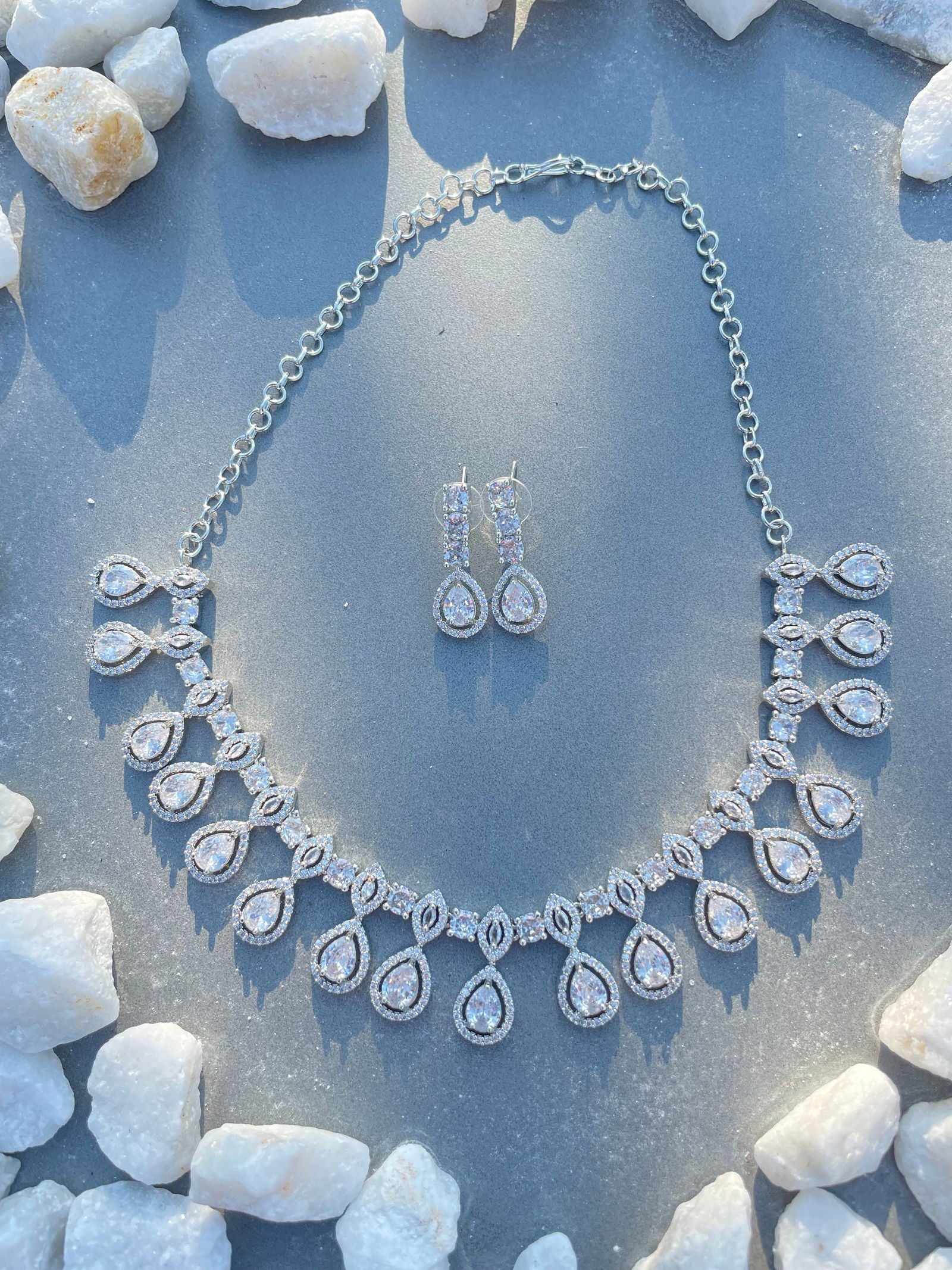 Glitz Drop Necklace Set - Stone Stories