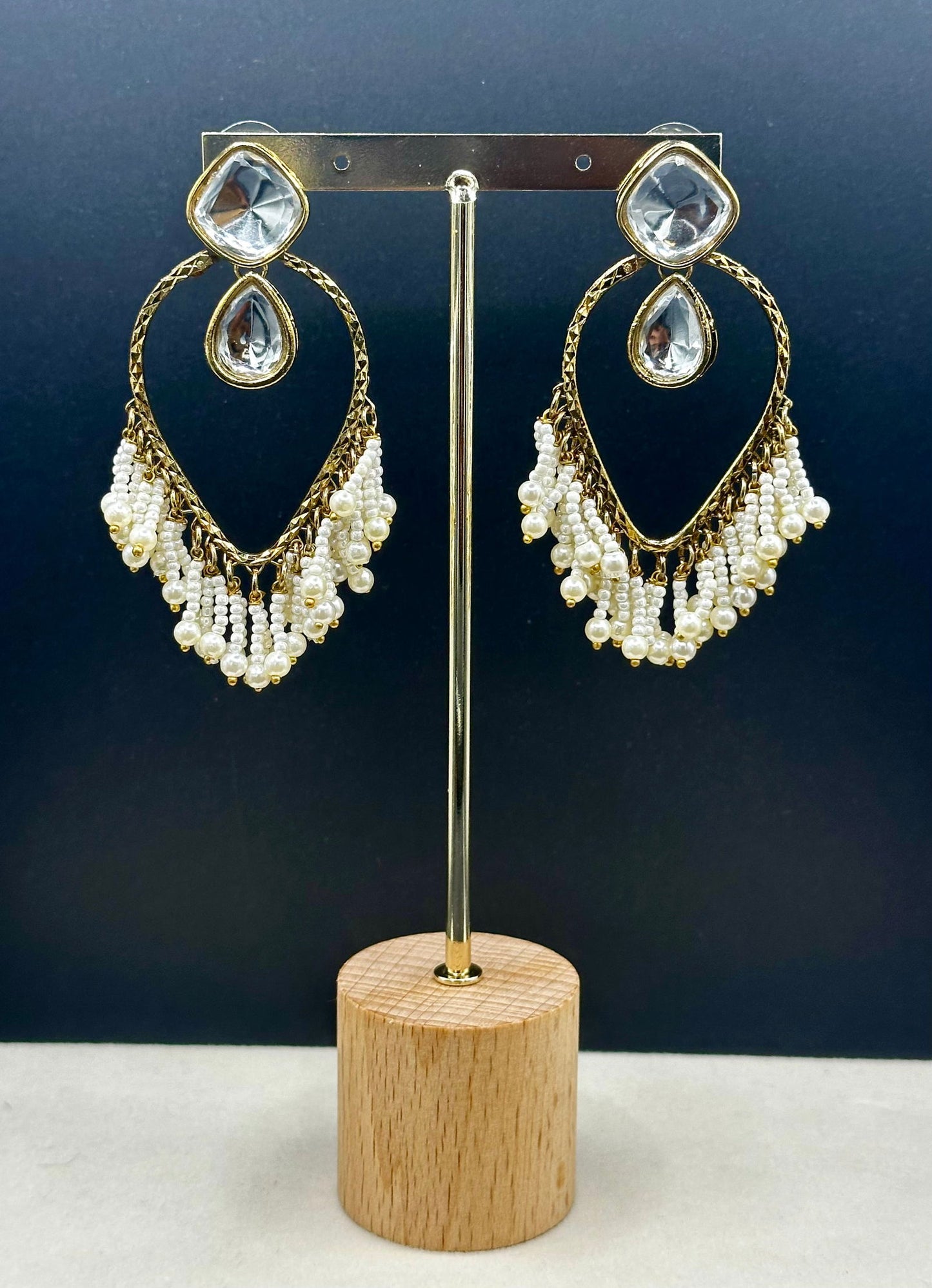 Kundan and Pearl Tassel Earrings - Stone Stories