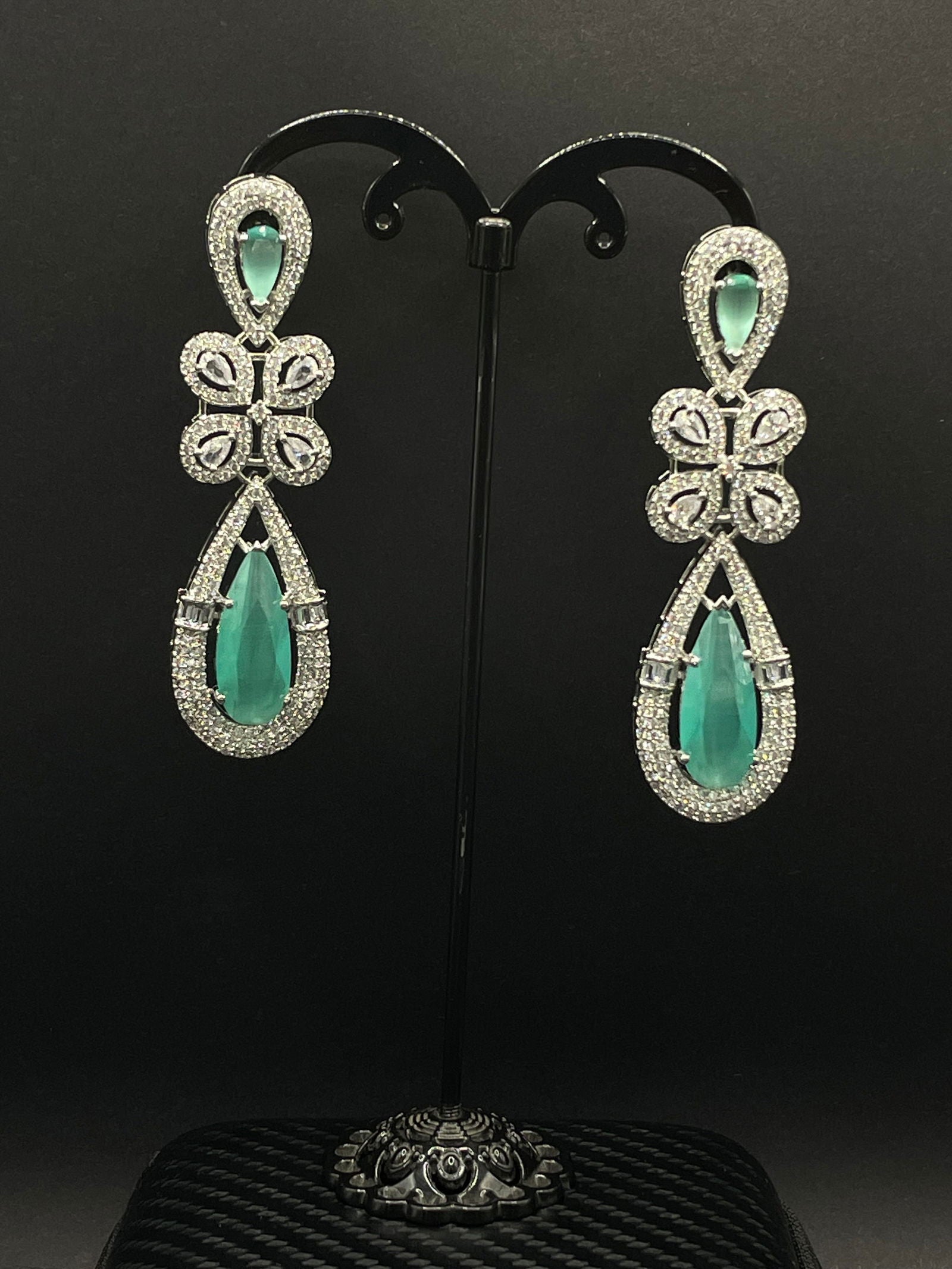Mint Green Two Stone Clover Earring - Stone Stories