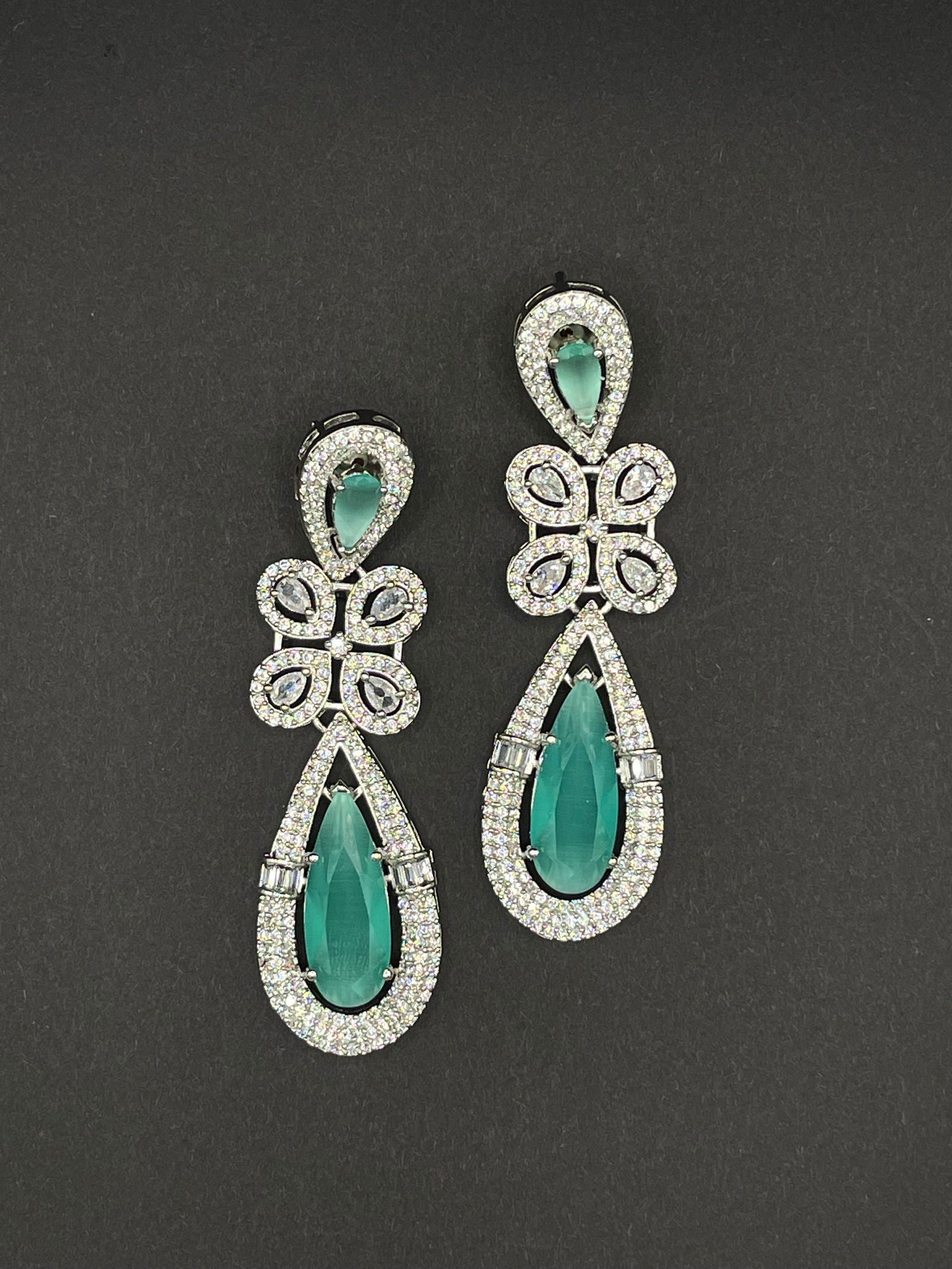 Mint Green Two Stone Clover Earring - Stone Stories