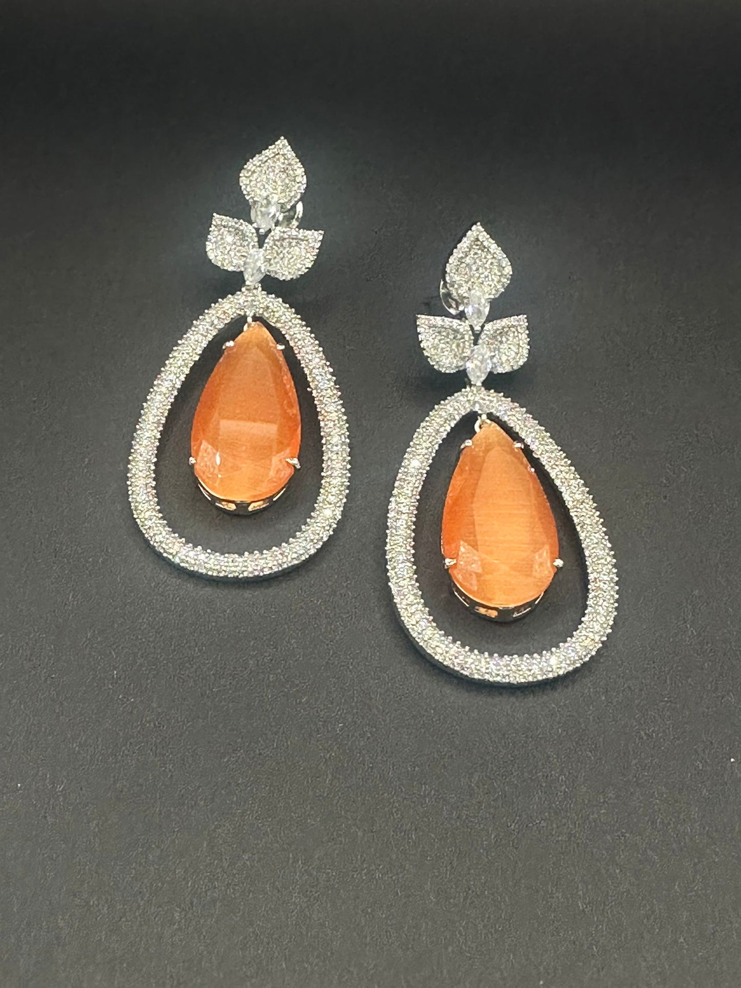 Peach Sparkly Twig Earring - Stone Stories