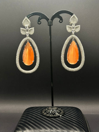 Peach Sparkly Twig Earring - Stone Stories