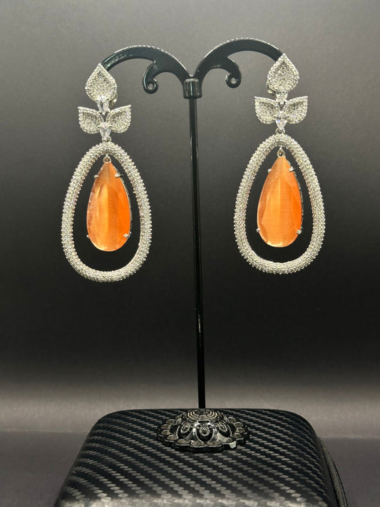 Peach Sparkly Twig Earring - Stone Stories