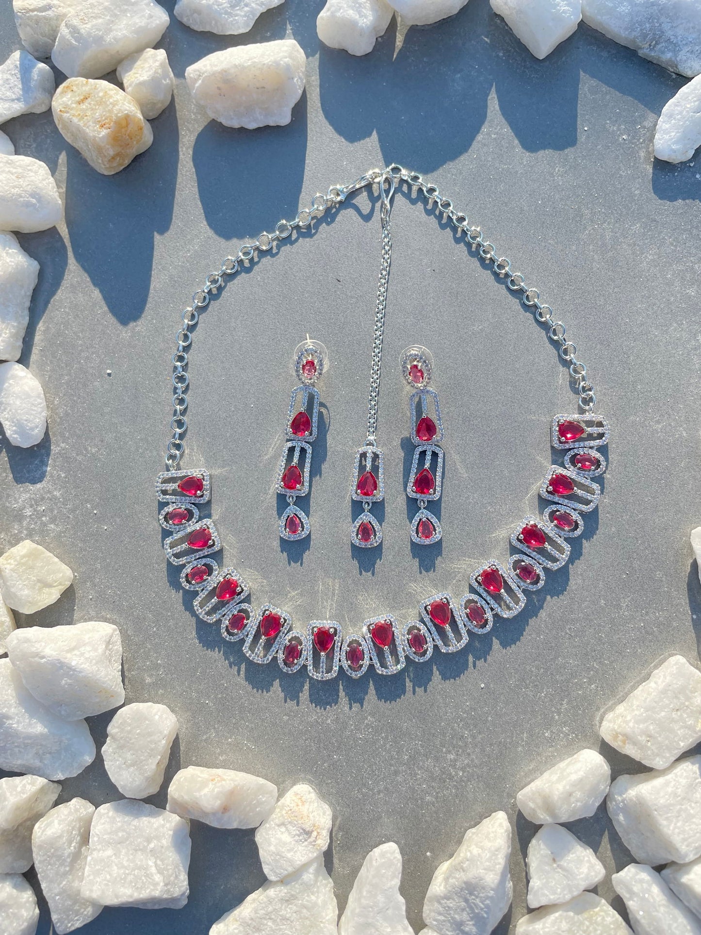 Radiance Necklace set with Mang Tika - Stone Stories