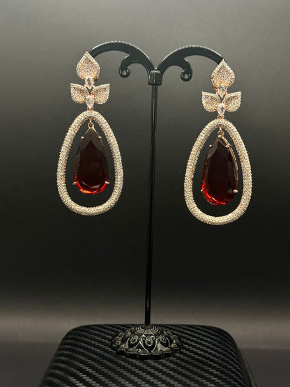 Red Sparkly Twig Earring - Stone Stories
