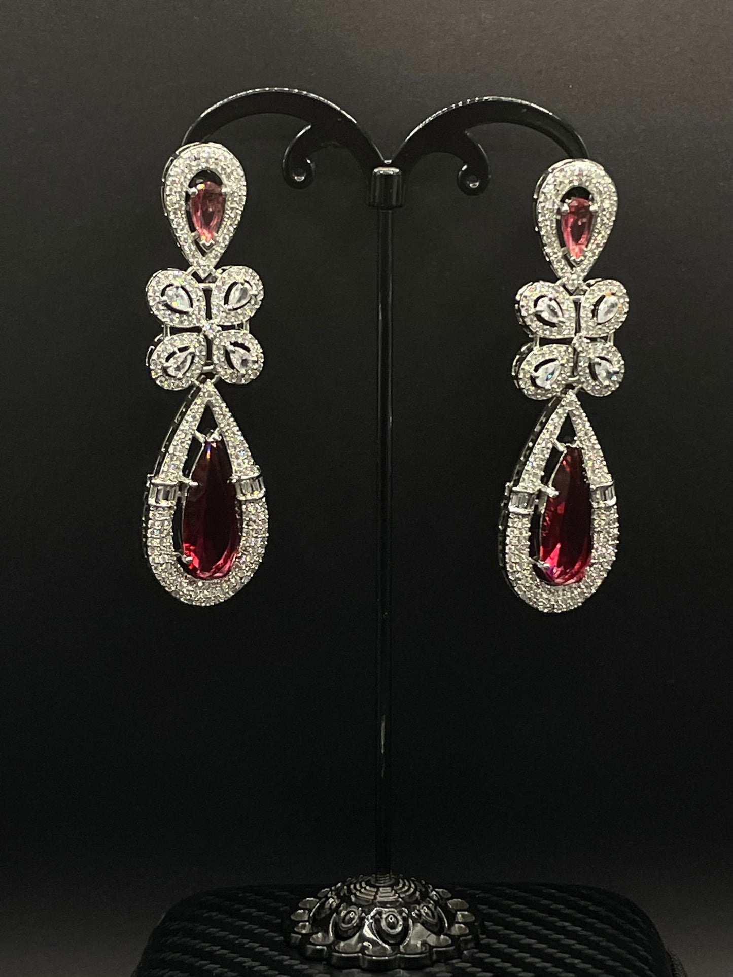 Ruby Two Stone Clover Earring - Stone Stories