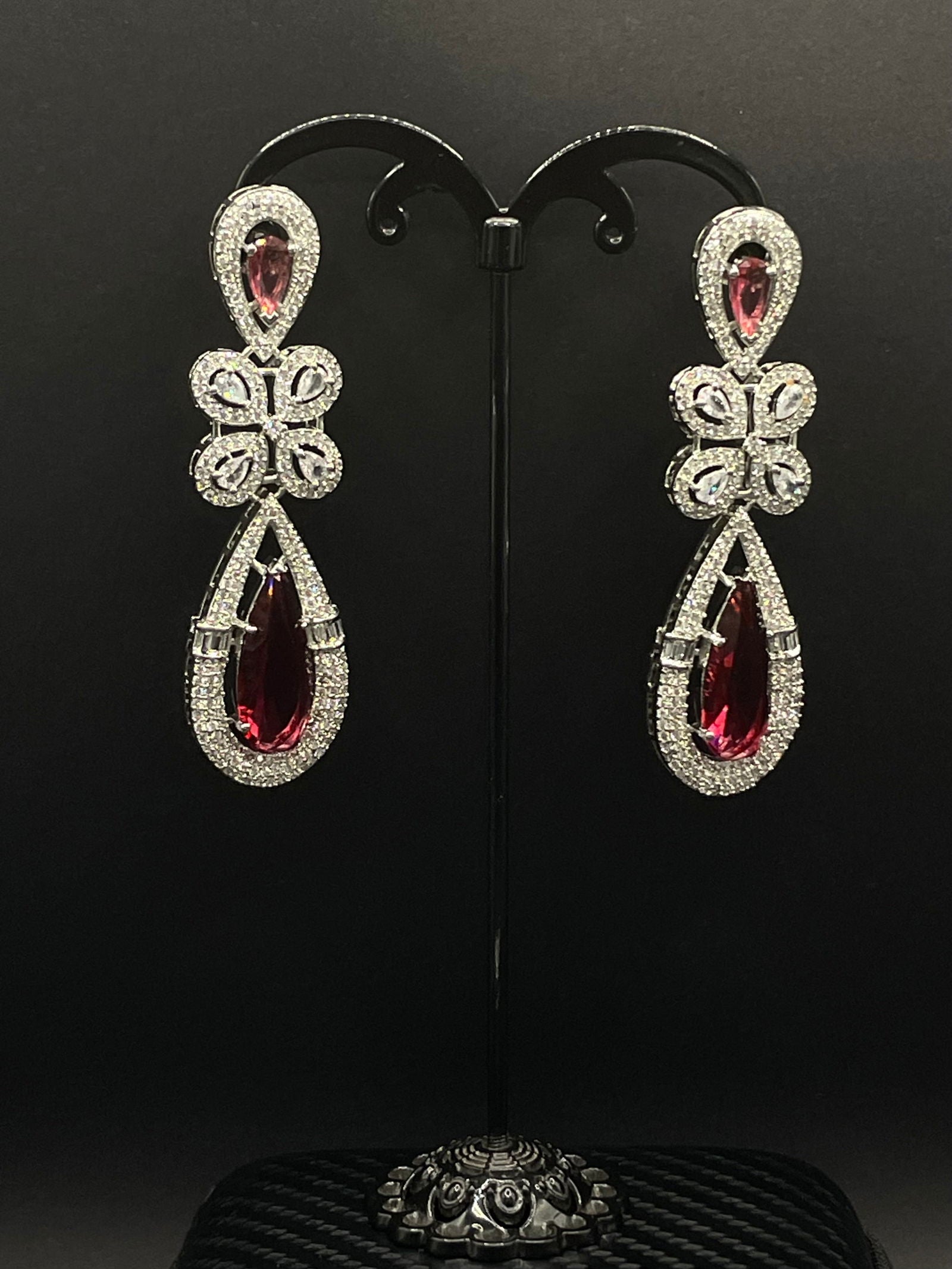 Ruby Two Stone Clover Earring - Stone Stories