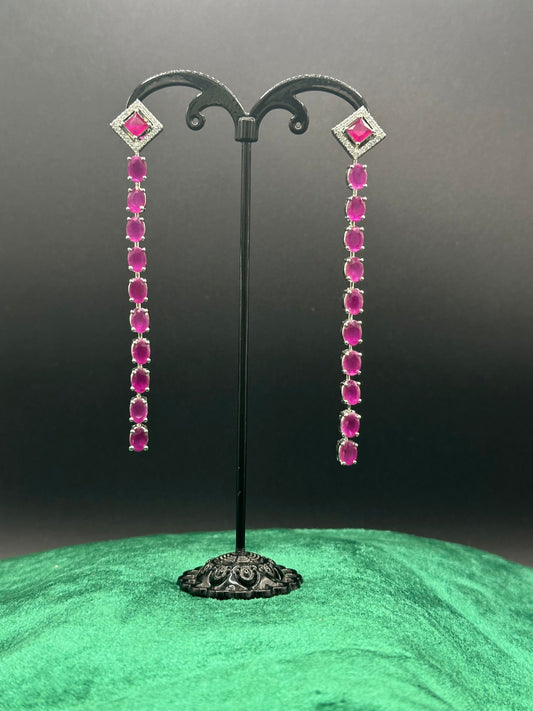 Ruby in a line Earring - Stone Stories