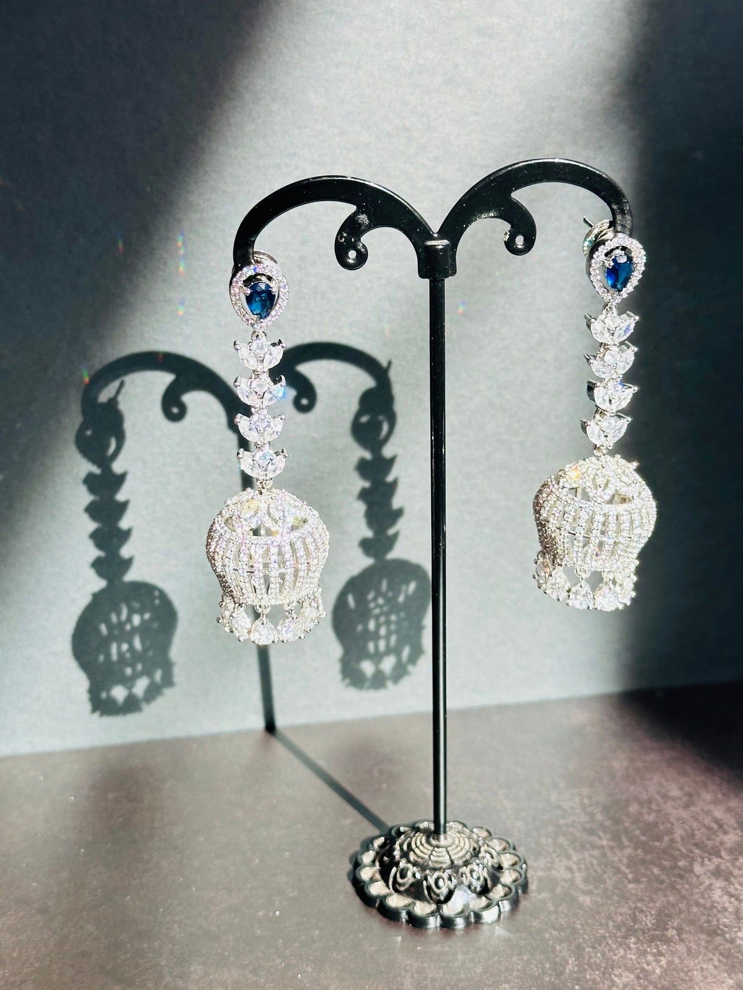 Sapphire Long Jhumki - Stone Stories