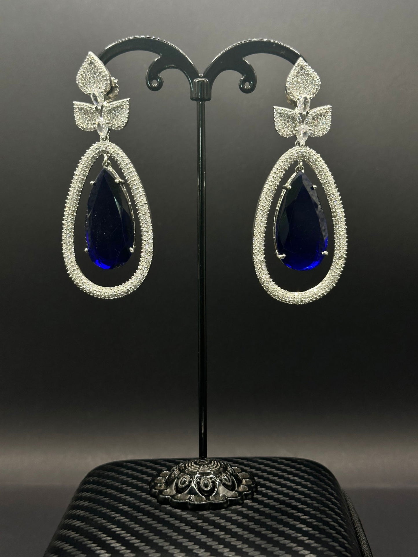 Sapphire Sparkly Twig Earring - Stone Stories