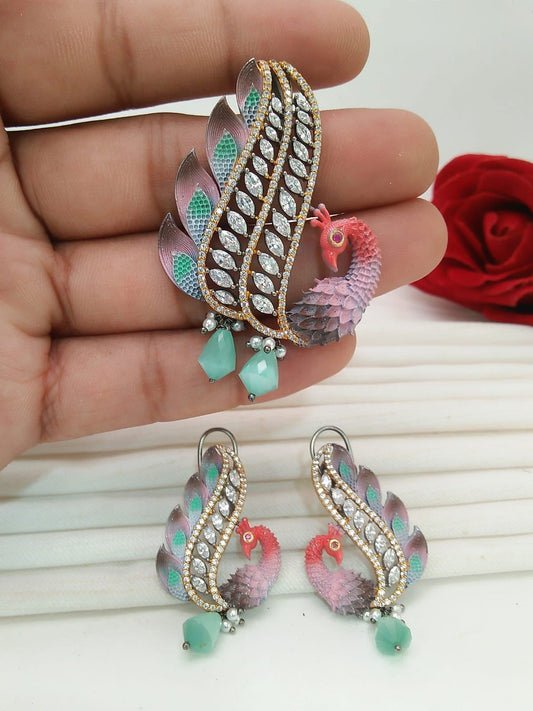 Teal Peacock pendant set - Stone Stories