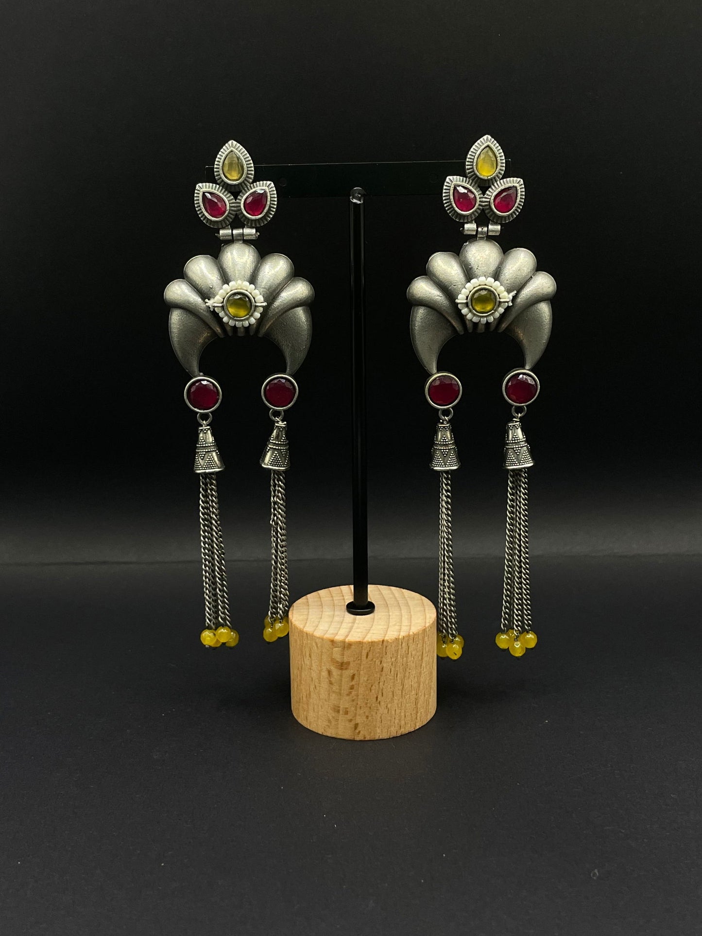 Yellow Pink Jeweled Tusk Earring - Stone Stories